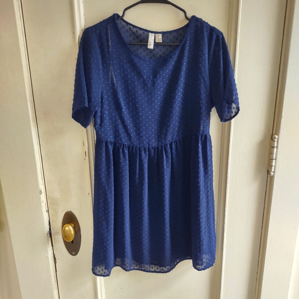 Forever 21 sheer navy blue mesh dress size M